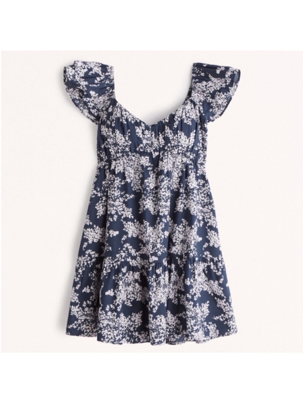 Abercrombie & Fitch Ruched Flutter Sleeve Mini Dress